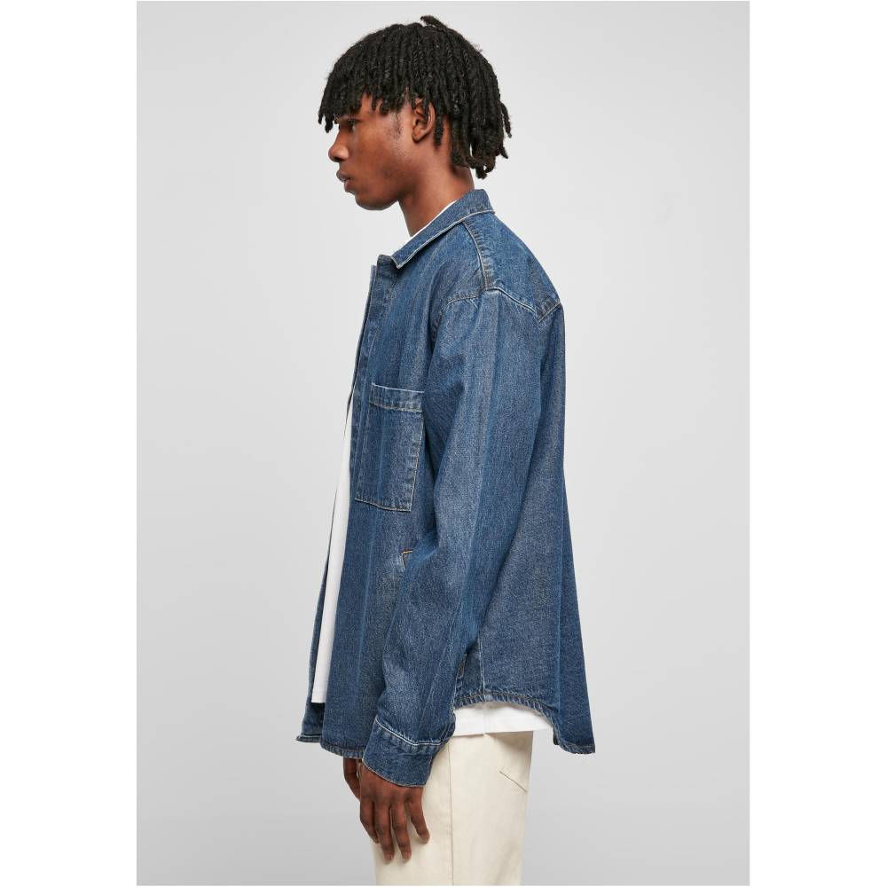 Urban Classics - Oversized Denim Pocket Shirt Chemisier - Bleu foncé